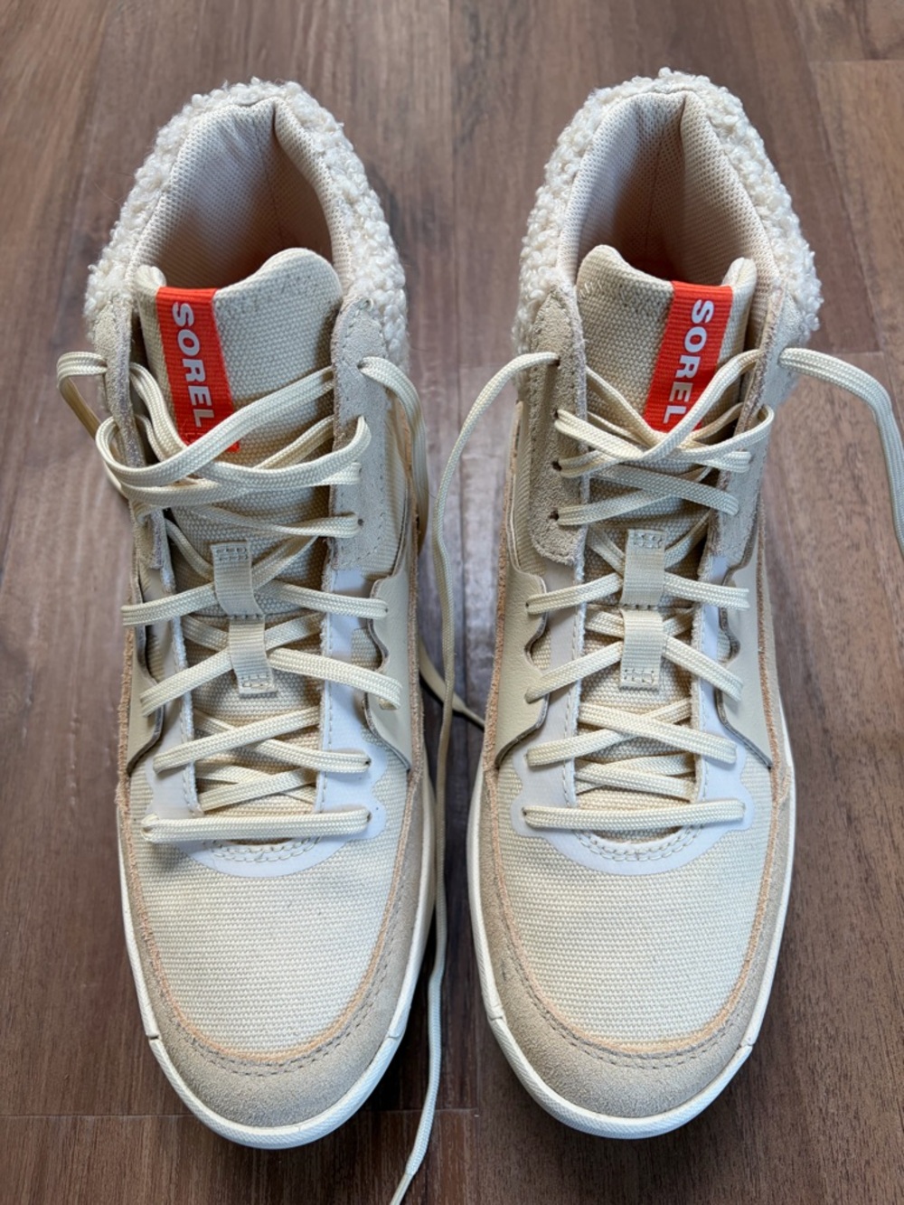 Sorel Cream Lace-Up Sherpa Trim High-Top Boots - Picture 2 of 6